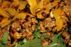 Fire Roasted Peach Salad With Honeyed Walnuts