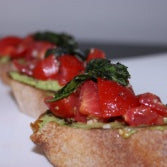 Avocado Black Garlic Bruschetta with Tomato and Basil Recipe