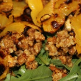Fire Roasted Peach Salad With Honeyed Walnuts