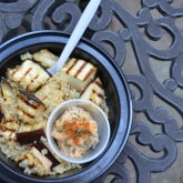 Grilled Eggplant and Quinoa Salad with Spicy Tahini Dressing